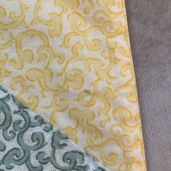 VTG 14” Handmade Yellow Green Scrolled Zippered Chic Coastal Pillow Cover - Picture 3 of 8